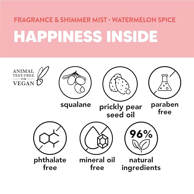 Onyx Professional Hydrating Shimmer Mist with Squalane & Prickly Pear Seed Oil, Watermelon Spice, 6.5 fl oz, 2pk - Shimmer Hair and Body Mist Creates a Radiant Glow with Lightweight Moisture