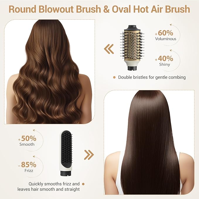 6-in-1 Hair Styler, 110,000 RPM Hair Dryer with Auto-Wrap Curlers, Blow Dryer Oval Brush & Volumizer, Hot Air Styler for Fast Drying,Curling, Smoothing & Volume, Air Styler with Travel Case