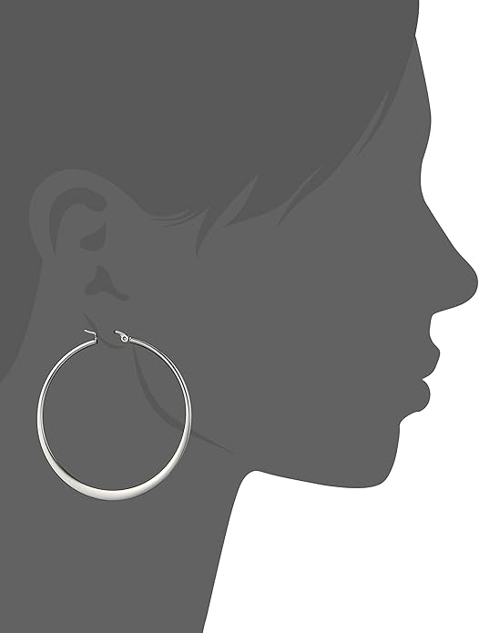 Amazon Essentials Gold Plated or Stainless Steel Flattened Hoop Earrings