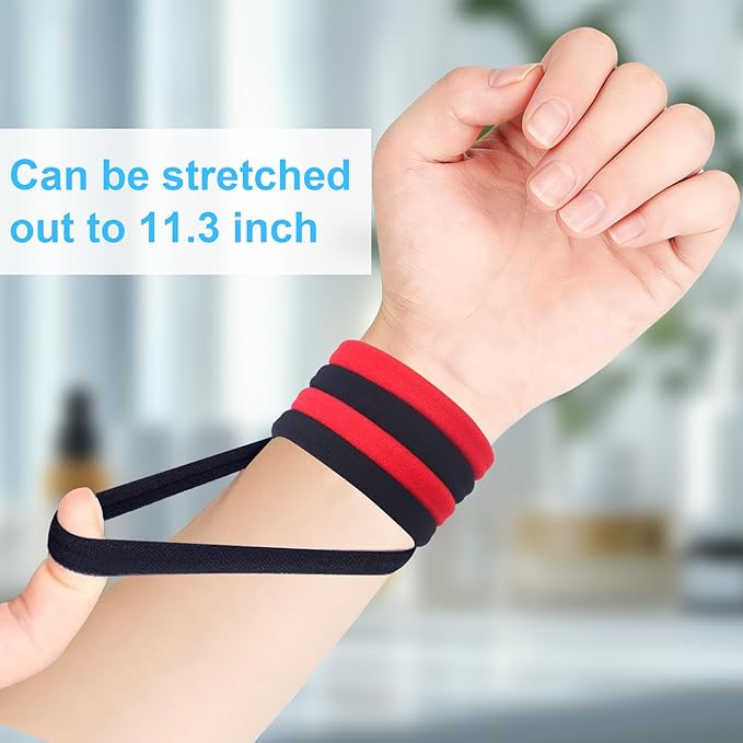 100PCS No Damage Hair Ties for Thick Hair, Elastic Hair Bands for Women’s Hair No Crease, Large Soft Ponytail Holders, 2 inch in Diameter, Black and Red, by BAOLI