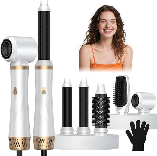 5 in 1 Hair Dryer Brush, Upgrade Blow Dryer Brush Air Curler Air Curling Wrap Styler, Fast Drying & 3 Adjustable Temperatures Hot Air Brush,Detachable Hair Styling Set for Drying Curling Straightening