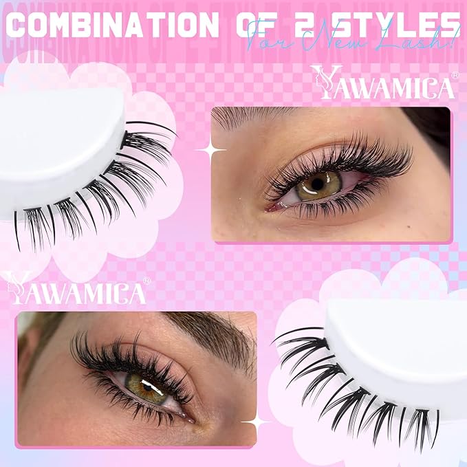 Yawamica Bottom Lash Clusters DIY Lower Eyelash Extensions 5-8mm 3 Styles Mixed Eyelash Clusters Wispy Cluster Eyelash Extensions Natural Bottom Individual Lashes 240pcs Clusters Lashes DIY Under Lash
