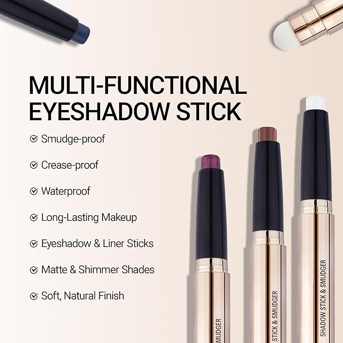 Erinde Waterproof Cream Eyeshadow Stick, Metallic Gold Shimmer Eye Shadow Sticks, Cream to Powder Eyeshadow Crayon, Buildable & Blendable Long-Lasting Eye Shadow Stick, Vegan & Cruelty-Free, C14