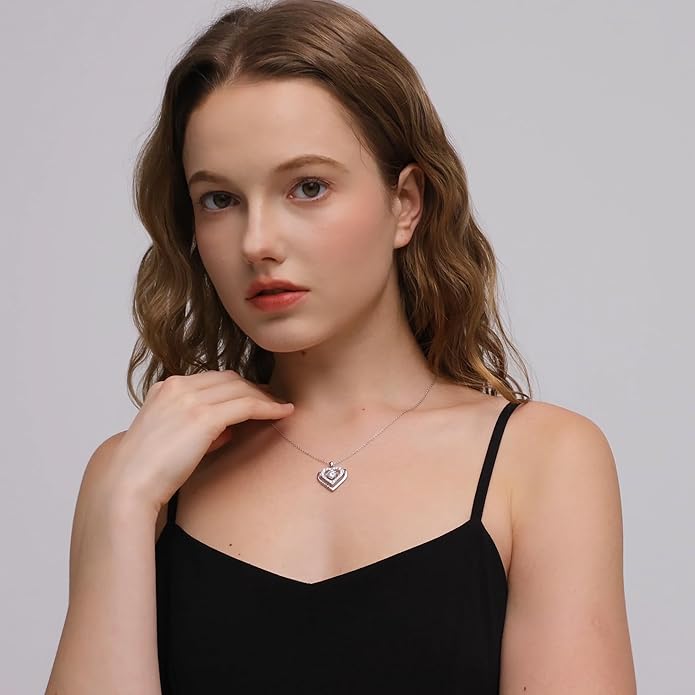 Moissanite Heart Necklaces for Women, Engraved 'I LOVE YOU' Gift for Women Girlfriend, Diamond Necklace for Women, 1-3 Carat Moissanite Necklace, Anniversary Valentines Birthday Gifts Present for Wife Women, Mom