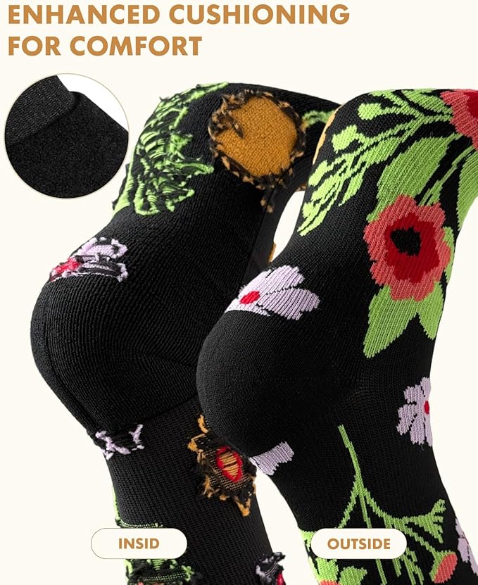 Lalapapa Cute Compression Socks for Women - 3 Pairs 20-30 mmHg Graduated Support Lightweight for Daily Wear Travel Nurse
