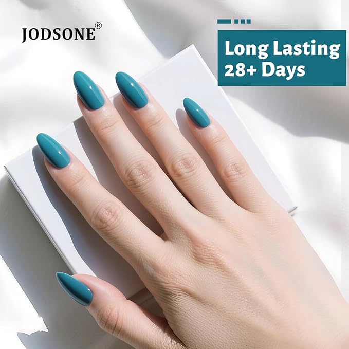 JODSONE Dark Turquoise Gel Nail Polish 10ml Soak Off Nail Polish Aegean Blue Nail Color Salon Quality Long-Lasting Vegan & Cruelty-Free Need U V Lamp Curing