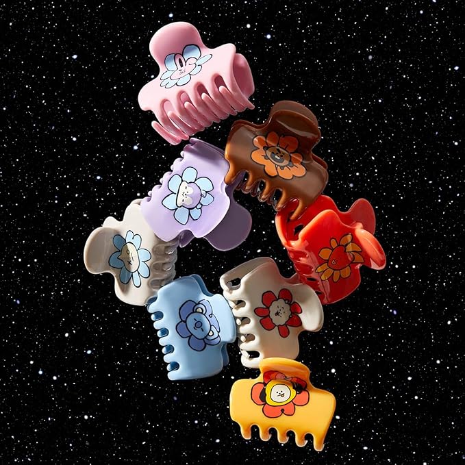 Kitsch BT21 Recycled Plastic Puffy Medium Hair Clips for Women, Medium Claw Clip for Thin & Thick Hair | Ideal Gifts for Women - COOKY, 1pc