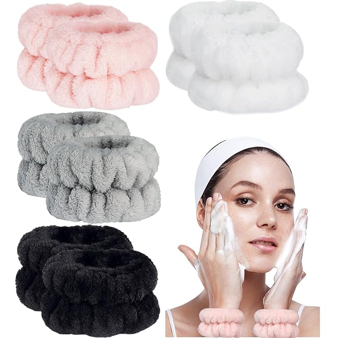 Taocar 8pcs Wrist Bands for Washing Face, Absorbent Face Washing Wristbands, Microfiber Women's Spa Wrist Towels, Stretchy Wash Band for Man Children, Prevent Water from Spilling Down Your Arms