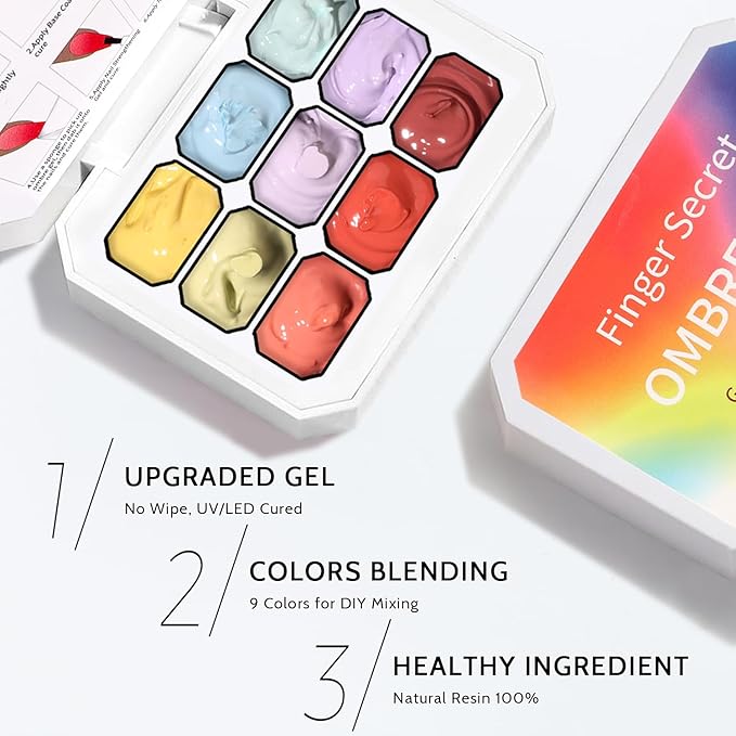 Karroy Sponge Pat Paint Nail Gel, 9 Colors Ombre Nails Gradient Gel Nail Blush Blooming Aura Nails Drawing Stripper Floral Painting Nail Art, No Wipe, UV/LED Curing (9 Colors A)