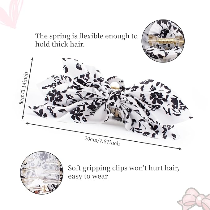 Bow Claw Hair Clips 2PCS Big Hair Bows for Women Butterfly Styling Large Hair Clips for Thin Thick Curly Hair for Girls Hair Accessories for Teens Gifts for Valentine's Day