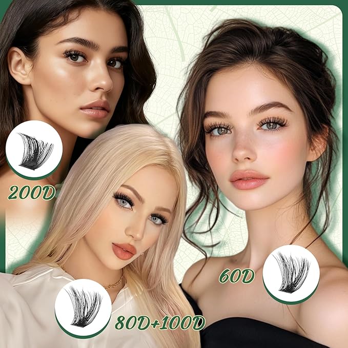 Lash Clusters 280Pcs Eyelash Clusters KEYYOU 60D D Curl 9-18MIX Clusters Lashes Thick Super Soft Wispy DIY Eyelash Extension at Home(60D-D,9-18MIX)