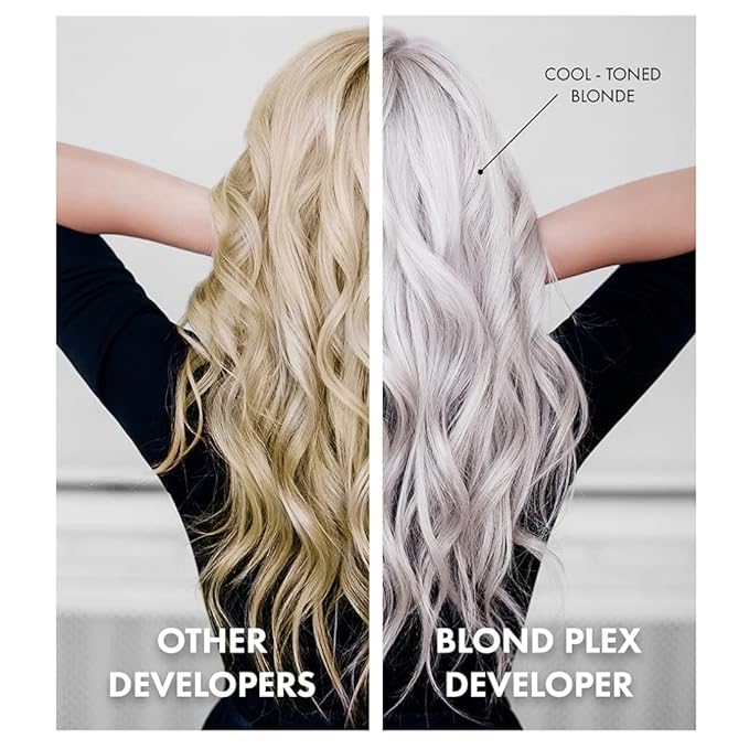 HAIR BAR NYC 10 Volume - Blond Plex Anti-Yellow Porfessional Lightening System for Charcoal Hair Bleach - Violet Peroxide Developer with Plex, Eliminates Orange Tones 33.8oz/1lt (Pack of 2)