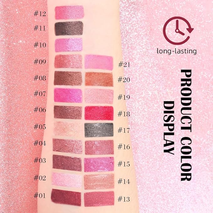 evpct 2Pcs Nude Baby Pink Metallic Glitter Lip Liner and Lipstick Combo, Shimmery Lip Gloss Stain Set Makeup for Women Long Lasting Waterproof 24, Metallic Shimmer Iridescent Glossy Liquid Lipstick