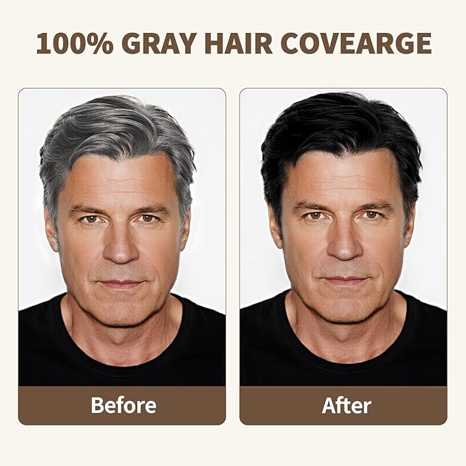 Farndu Jet Black Hair Dye Shampoo Ammonia-free & PPD-free, Gray Hair Coverage Natural Herbal 3 in 1 Hair Color Shampoo for Women Men