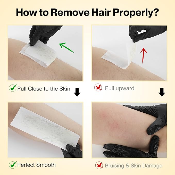 Waxers Roll on Wax Kit for Hair Removal at Home Roller Waxing Depilatory for Women Men Honey Soft Wax Kit for Coarse & Thick Hair with Warmer and Strips