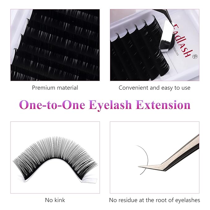 Eyelash Extension Mixed Tray D Curl Lash Extensions 13-16mm Premium Silk Classic Lash Extensions Matte Black Professional Eyelashes Extension Semi Permanent Eyelashes (0.15-D, 13-16mm)