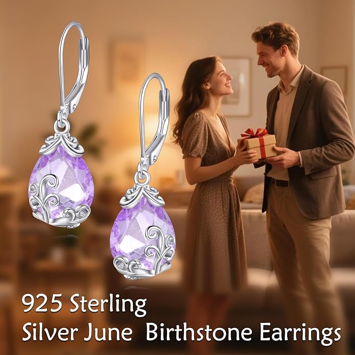 POPLYKE Celtic Filigree Teardrop Drop Dangle Earrings Sterling Silver Leverback Earrings Jewelry for Women