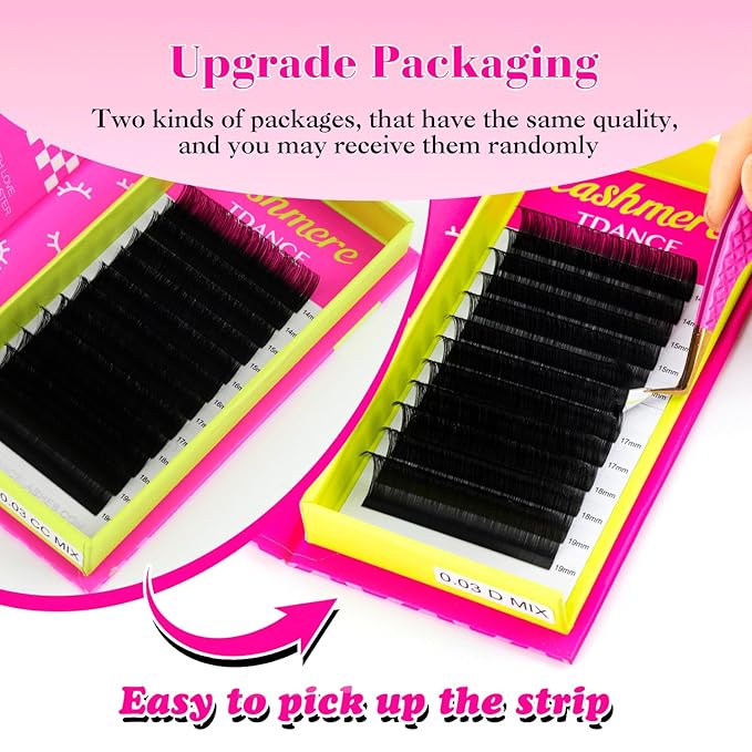 TDANCE Cashmere Lash Extensions Super Soft Classic Lash Extension 0.05mm Thickness D Curl Single Length 9mm Volume Lash Extensions for Professional Salon Use Eyelash Extension(0.05-D,9mm)