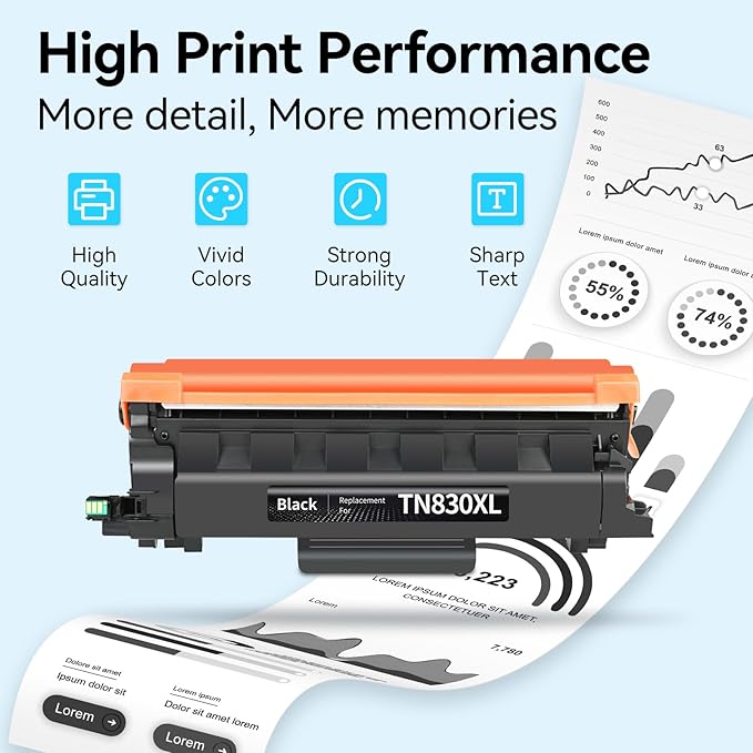 TN830XL Toner Compatible Replacement for Brother TN830 XL TN830XL Toner for Brother Printer for HL-L2460DW DCP-L2640DW MFC-L2820DW HL-L2405W HL-L2400D HL-L2480DW MFC-L2820DWXL Printer (Black, 4 Pack)