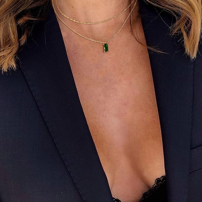 Luxval Diamond Pendant Gold Necklace for Women，Dainty 18k Gold Plated Choker Necklaces Simple Gold Jewelry Gifts for Women Girls