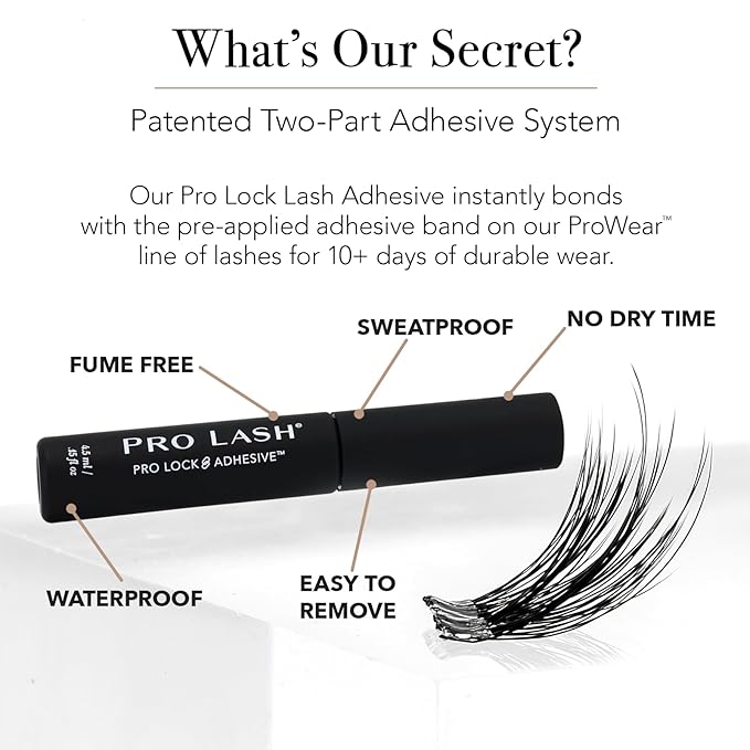Pro Lash Pro Lock Adhesive - Longest-Lasting, Easiest-to-Apply Lash Glue - Waterproof, Sweatproof Eyelash Glue - Safe for Sensitive Eyes - 10-Plus Day Hold, No Fumes, No Dry Time - 4.5 ml