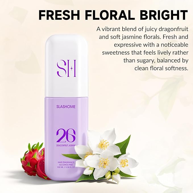 Hair Perfume for Women, Alcohol-Free Dragonfruit Jasmine Hair & Body Mist, Lightweight Long-Lasting Fragrance for Hair,Wigs, Body & Fabric, Birthday & Valentine’s Day Gift, 100ml / 3.38 fl oz