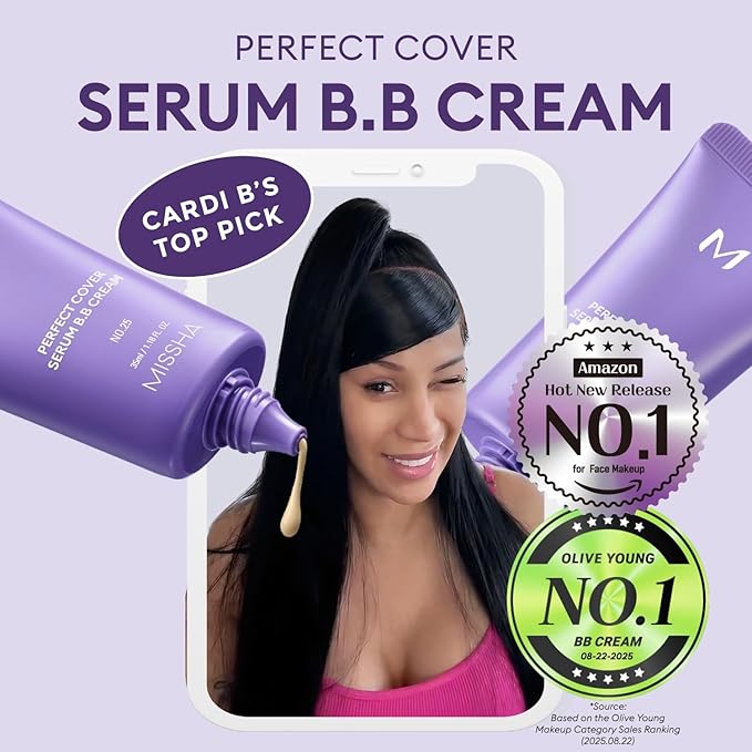 MISSHA M PERFECT COVER SERUM BB CREAM No.17 Fair- Fair with Cool Undertone, BB Cream by Cardi B Pick, Skin Tint, Tinted Moisturizer, Skin Care Foundation Makeup, Korean Makeup,1.18 Fl oz