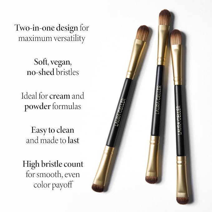 LAURA GELLER NEW YORK Cosmetic Professional Makeup Brushes - Cruelty-Free - 14 Dual-Ended Eyeshadow Brush