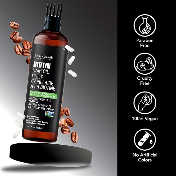 Botanic Hearth Hair Oil for Hair Growth & Hair Relaxer | Strengthening Dry, Frizzy, Damaged Hair & Scalp Treatment | Biotin Hair Oil – 6.7 Fl Oz
