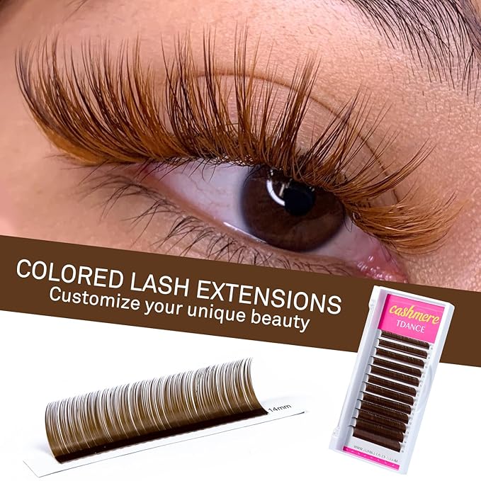 TDANCE Dark Brown Lash Extensions Colored Lash Extensions Classic Lash Extension 0.07mm C/D Curl Premium Eyelash Extensions Salon Use (Dark Brown,D-0.07,10-17mm)