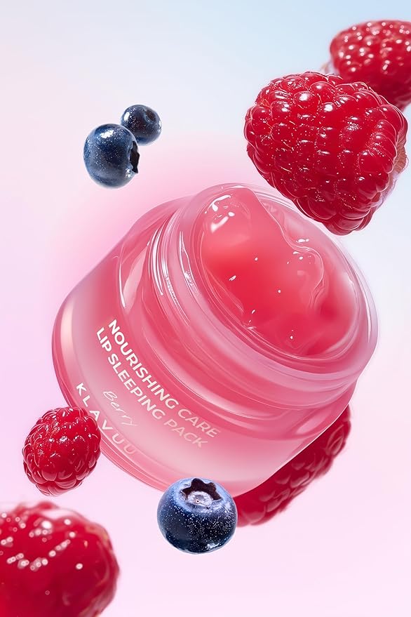 Klavuu Lip Mask Sleeping Pack (0.7oz) – Overnight Deep Hydrating Korean Lip Balm Treatment for Very Dry, Chapped Lips | Lip Lightening & Plumping with Instant Hydration | Gentle Exfoliating (Berry)
