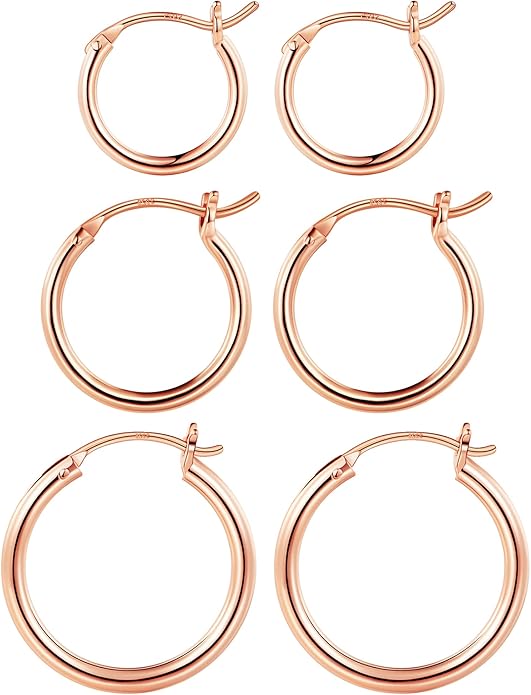 M MOOHAM 14K-Gold-Plated Hoop Earrings for Women - Hypoallergenic 14K Gold 925 Sterling silver-plated Post Sensitive Ears Nickel Free Hoops Earrings Set for Women Jewelry Lightweight 13-60mm