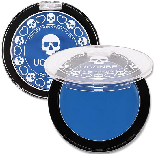 UCANBE Blue Face Body Paint Makeup Foundation, Professional Non-Toxic Greasepaint Palette for Adults Party, Cream Facepaints for Halloween Cosplay Theater Costume Stage SFX Dress-Up Makeup