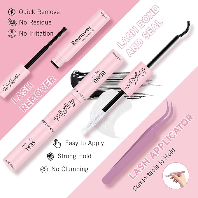NYCAAR Lash Clusters Kit Wispy&Natural Look Lash Extension Kit D Curl 120Pcs Fluffy Individual Anime Lashes 8-18mm Eyelash Extension Kit with Bond and Seal,Remover,Applicators DIY at Home(NY04)