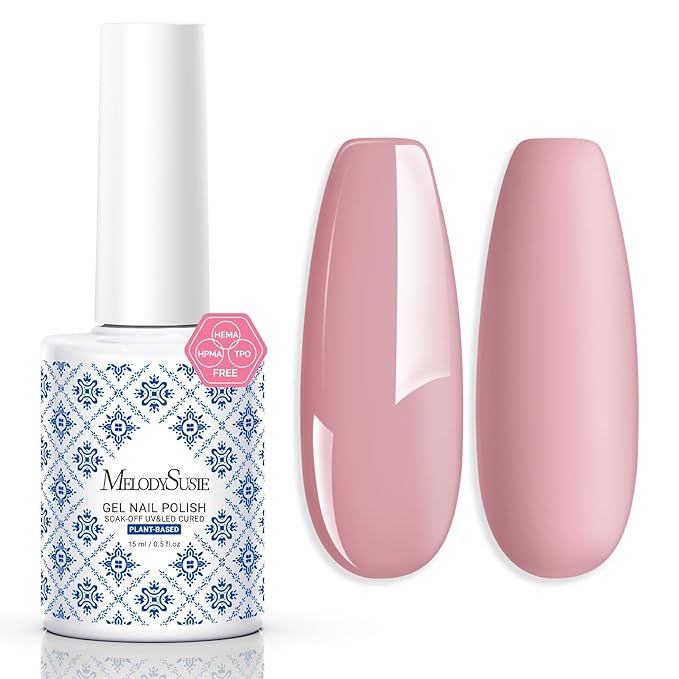MelodySusie Fleurwee Plant Based Gel Nail Polish, Nail Polish Hema Free 21 Non Toxic Long Lasting No Chip Finger Toe Nail Art Manicure Salon DIY at Home Gifts for Women Lotus Root Pink P63