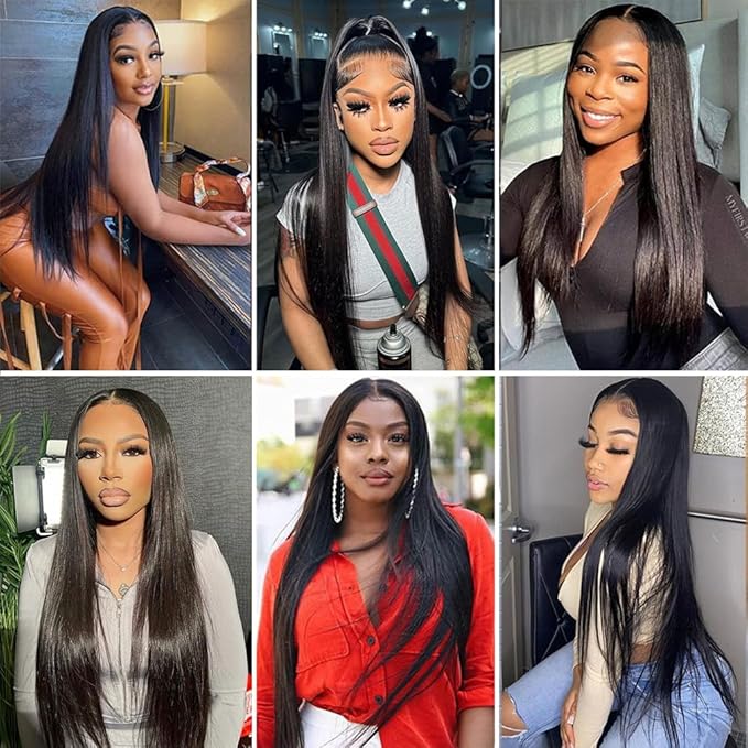 4 Bundles with Closure Human Hair Straight Bundles Human Hair for Black Woman (16 18 20 22+14 Closure) Sew In Hair Extensions Real Human Hair Glossy Hair Bundles Double Weft Black Color