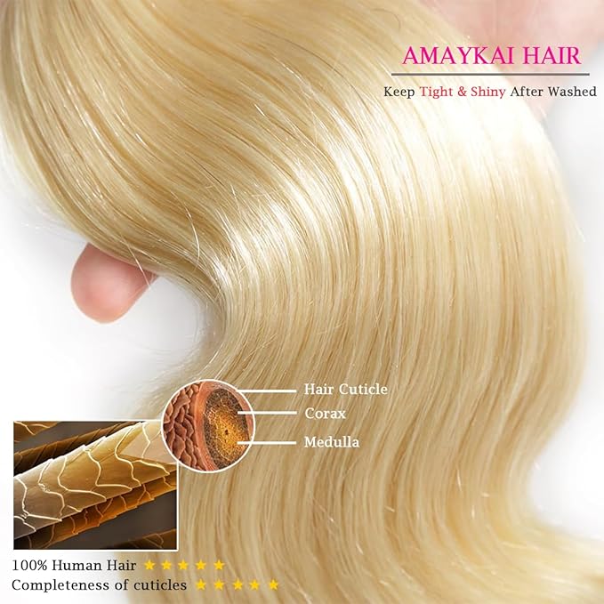 613 Frontal Body Wave 13x4 Transparent HD Lace Closure Ear To Ear Blonde Frontal Free Part Pre Plucked with Natural Hairline 12A Brazilian Virgin Remy Human Hair Extension 22 Inch