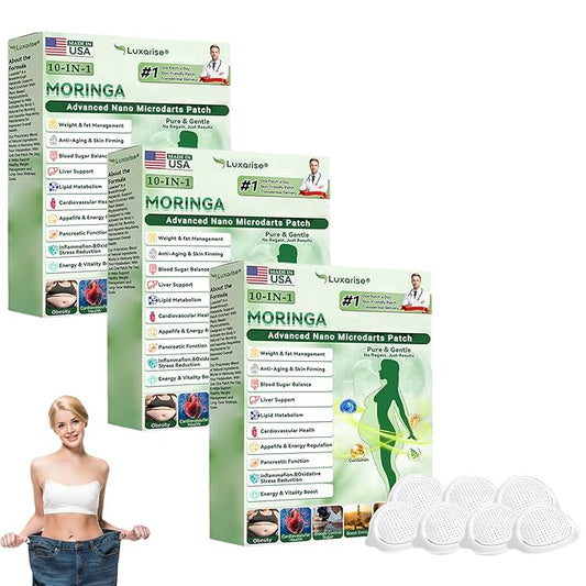 Luxarise Moringa 10-in-1 Advanced Nano Microdarts Patch, 2026 New 10-in-1 Moringa Patches, Natural Slim Skin Patches for Women and Men - Gentle Formula for All Skin (3 boxes)