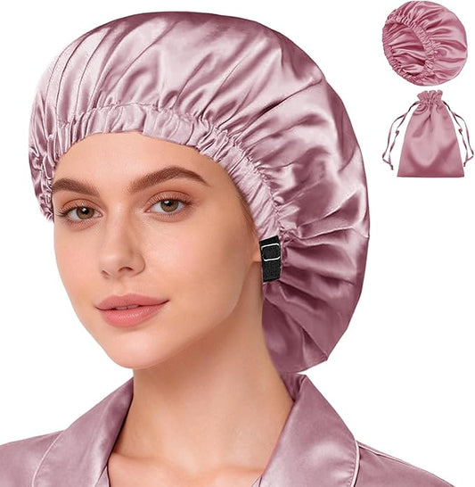 Satin Bonnet 2Pcs Silk Bonnet Hair Bonnets For Sleeping Silky Soft Sleep Cap Womens Night Curly Natural Hair Caps
