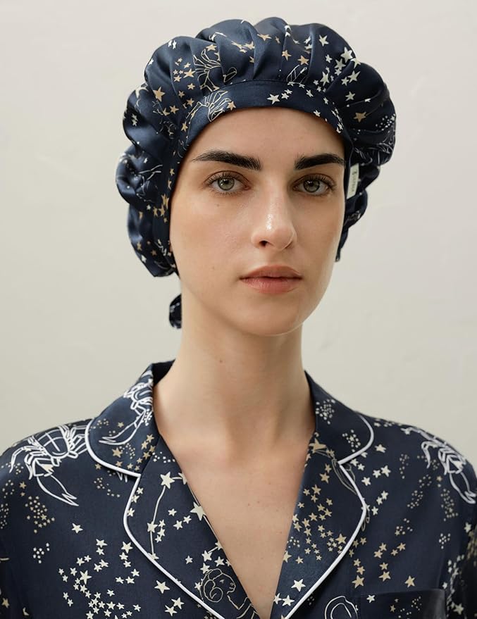 LilySilk 100% Mulberry Silk Bonnet Silk Night Sleep Cap Adjustable Hair Wrap for Sleeping Scorpio