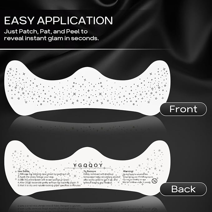 Glitter Freckles Face Tattoo - 10pcs Silver Face Glitter Makeup Speckles, Sparkle Makeup Patches