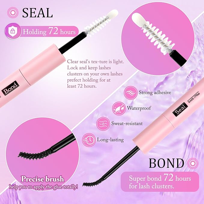 YIDUO Volume Lashes Clusters Lash Kit 770Pcs with 2X Bond&Seal 5 style Mixed C-Curl False Eyelashes Extensions Kit Faux Mink Individual Wispy Lash Clusters Thick Lash Extensions DIY at Home Easily