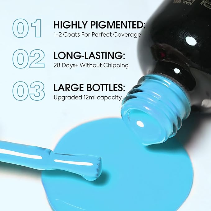 VENALISA Blue Gel Nail Polish 1 Pcs 12ml Sky Blue Color Gel Polish Soak Off UV Salon Manicure DIY at Home Nail Art For Girls Women