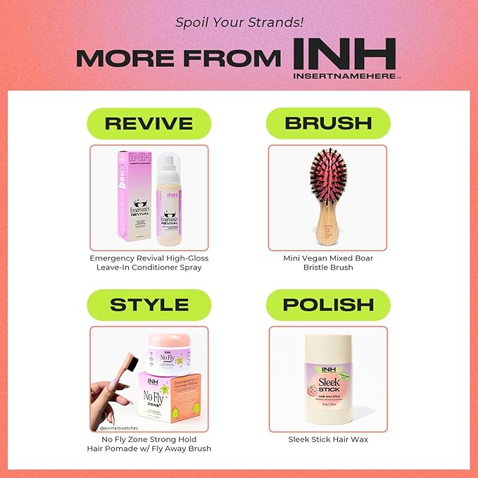 INH Hair Mascara for Flyaways | Mini Quick Slick Hair Finishing Stick for Flyaways with Charm Keychain, Frizz Control, & Slick Back Look | Smoothing Travel Size Serum & Frizz Tamer Wand | Peach, 8ml
