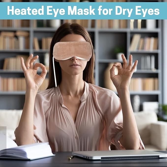 Aurya Heated Eye Mask for Dry Eyes, Warm Eye Compress Mask with Temp & Timer Setting, Eye Heating Pad for Blepharitis, MGD, Migraine, Stye, Chalazion Alleviation, Medium (8.85×3.35 in)