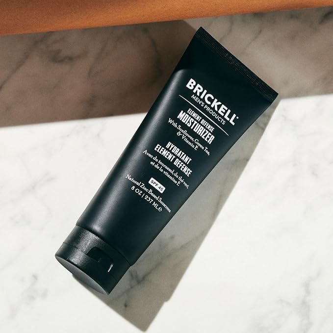 Brickell Men's Element Defense SPF45 Moisturizer for Men, Natural & Organic, Zinc Oxide Mineral Sunscreen, Hydrates and Protects Skin Against UVA/UVB Rays, 8 Ounce, Unscented