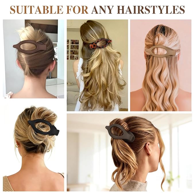 10 Pcs Flat Hair Clips for Women French Concord Claw Clips for Thick and Thin Hair Claw Clips Duck Billed Barrettes Hair Accessories for Women and Girls (Leopard)