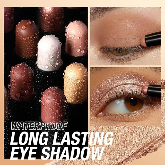 Jolilab Eyeshadow Stick Set, 8 Colors Matte Professional Bright-Colored Contouring and Highlight Stick, Cream Waterproof Long Lasting High Pigmented Eye Shadow. (8, C1)