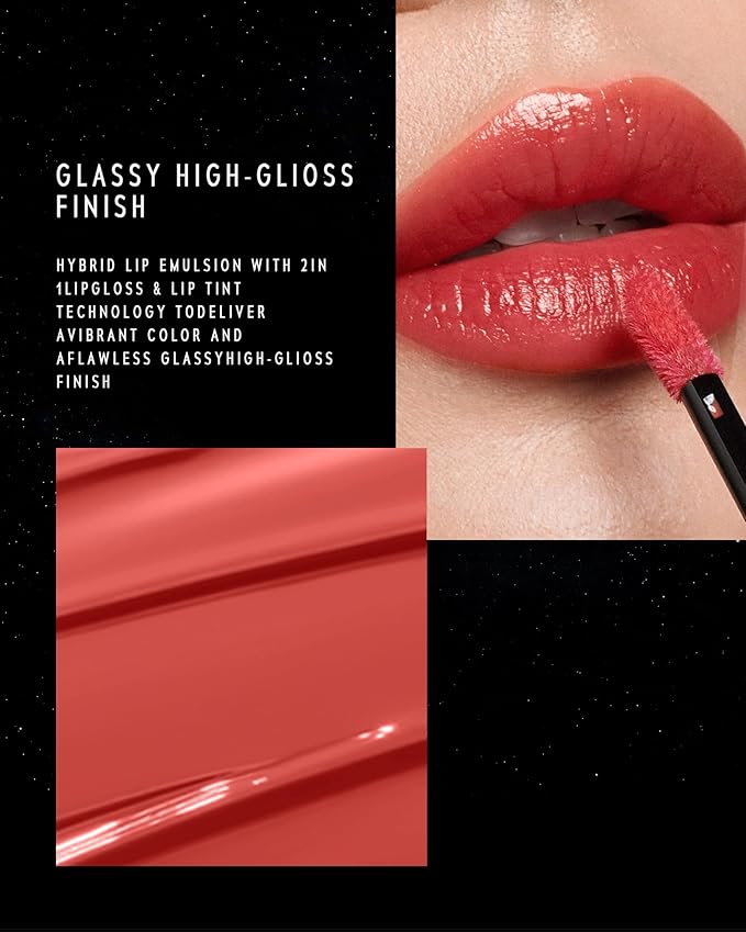Stellar Dust Lip Stain 06 Nerose, Transfer-Proof &Smudge-Proof Lip Gloss, Rose Pink Tinted Glossy Finish, High-Pigment Vibrant Color, Hydrating Lightweight Long-Lasting Lip Makeup for Women