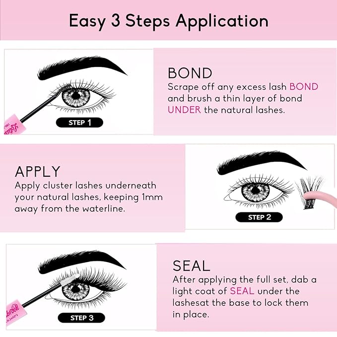 Lotusbrook 2-in-1 Lash Bond & Seal, Waterproof Long-Lasting Cluster Lash Glue, Sensitive Eye Friendly, Easy Apply & Remove